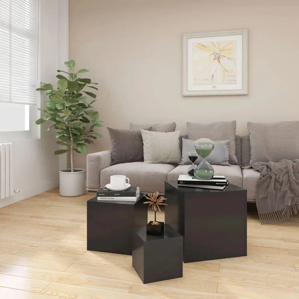 Side Tables 3 pcs Grey Engineered Wood Londecor