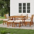 9 Piece Garden Dining Set with Cushions Solid Wood Acacia - Londecor
