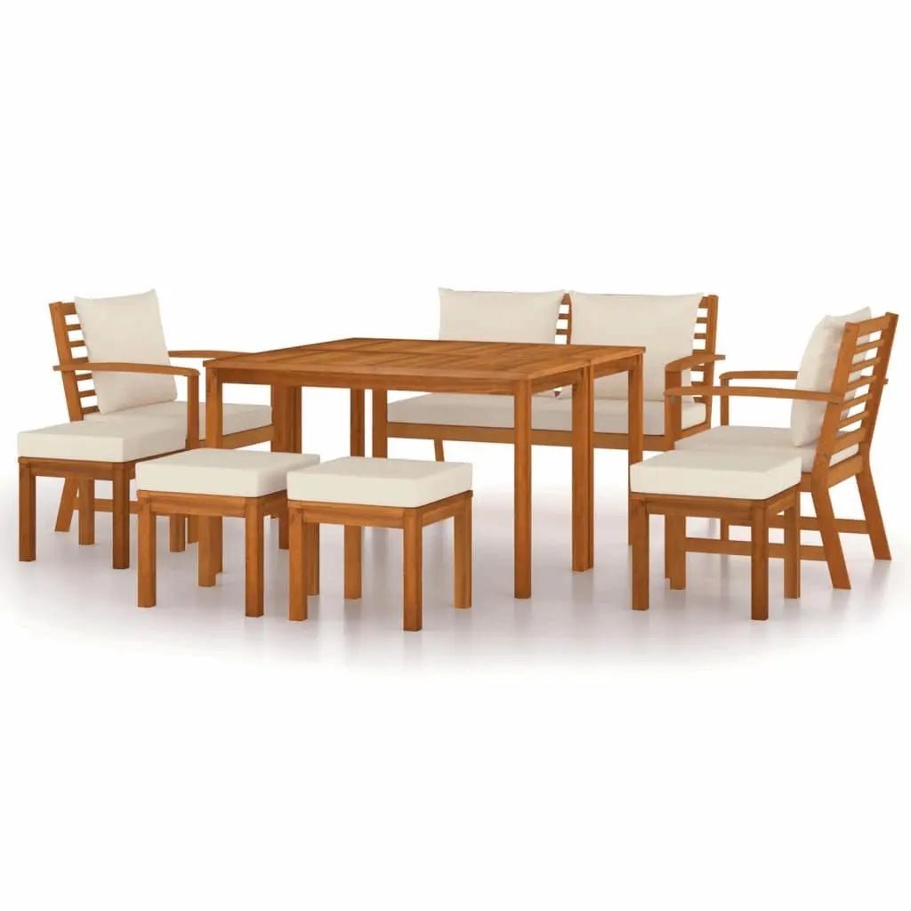 9 Piece Garden Dining Set with Cushions Solid Wood Acacia - Londecor