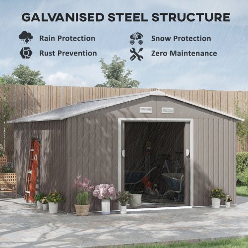 Garden Storage Shed with Base, Light Grey