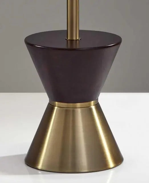 Brass and Wood Cylinder Beige Floor Lamp - Londecor