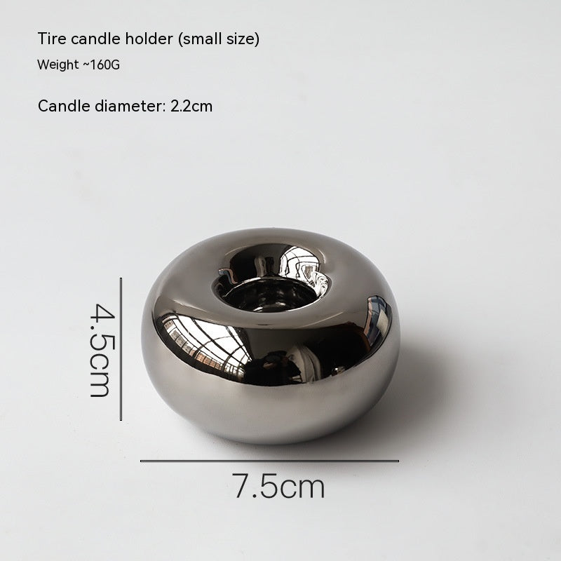 Modern Silver Geometric Candleholder (Light Luxury) Modern Silver Geometric Candleholder
