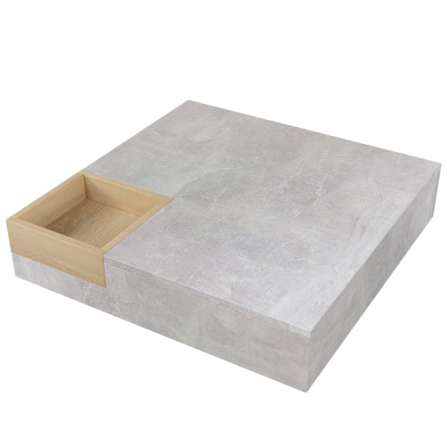 Londecor Modern Coffee Table with Removable Storage – Concrete Grey & Wood Side Table