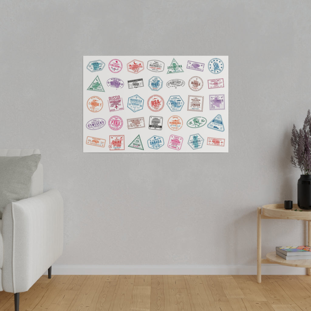 Traveller Stamps Canvas Printify