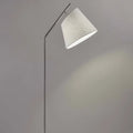 Brushed Steel Floor Lamp Black Marble Block Base and Angled White Linen Shade Londecor