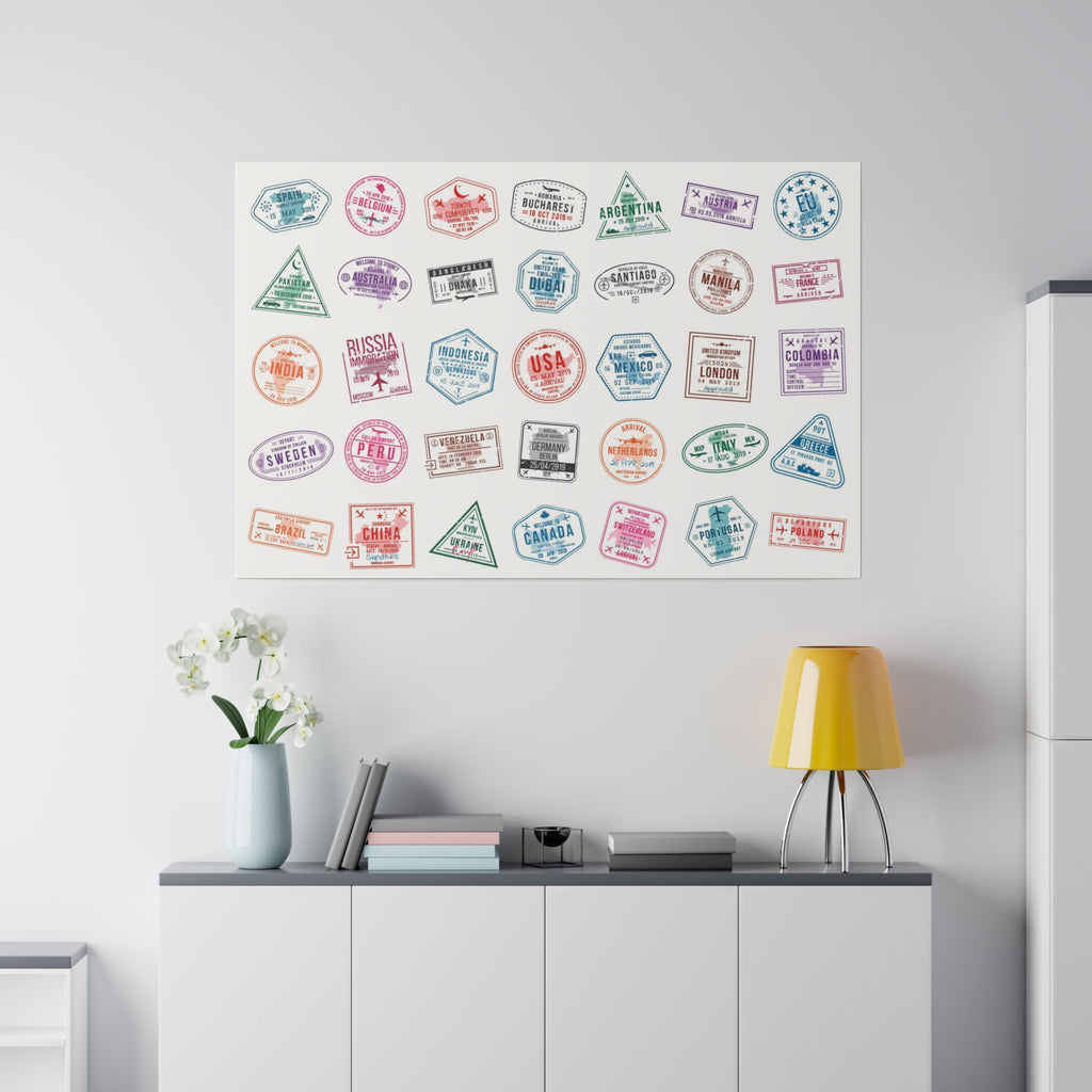 Traveller Stamps Canvas Printify