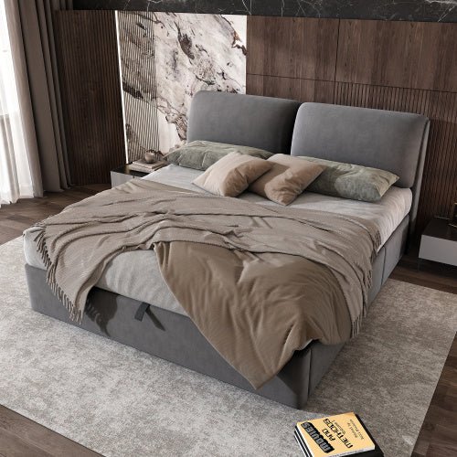 Storage Bed – Grey, Hydraulic, 3 Drawers