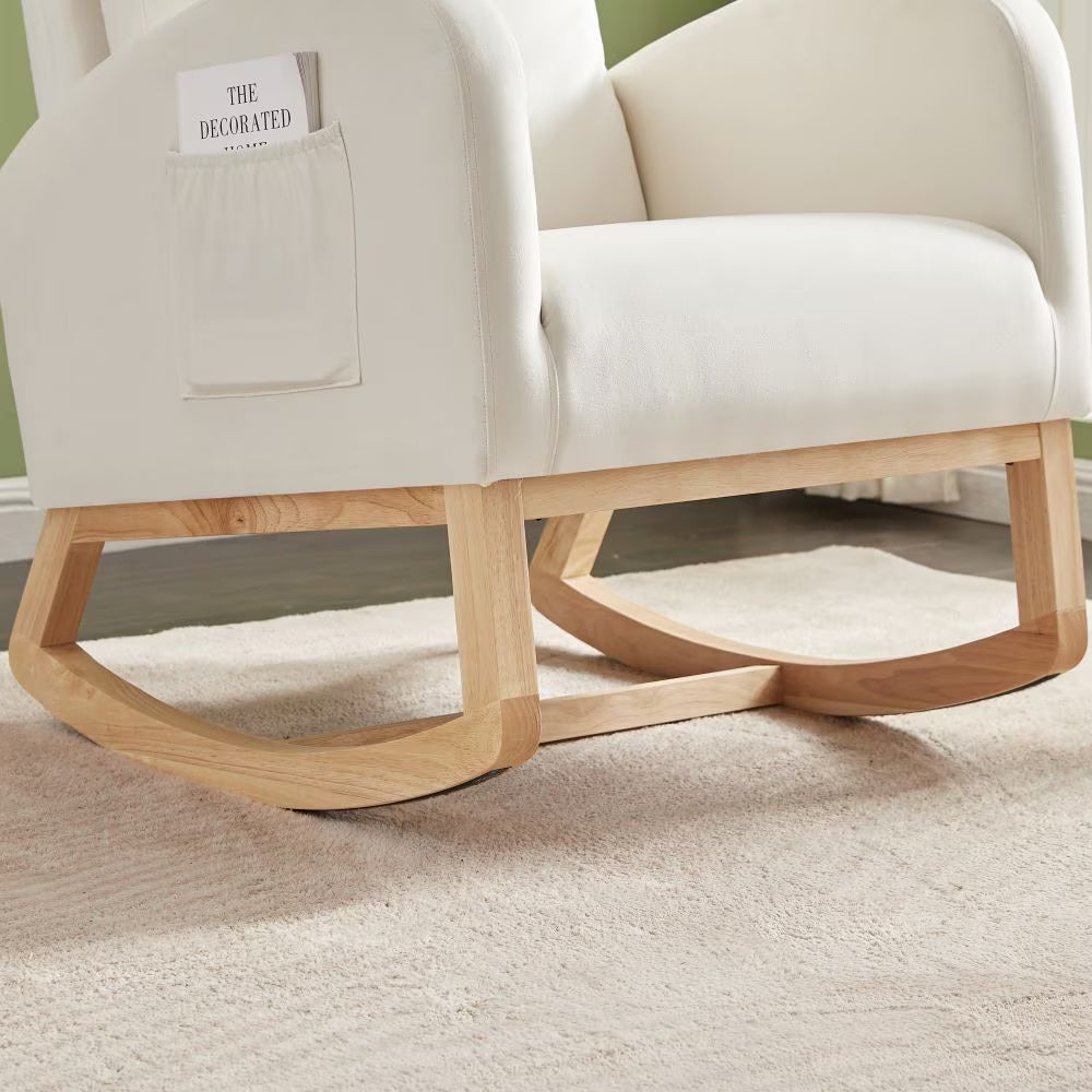 Beige Velvet Rocking Chair