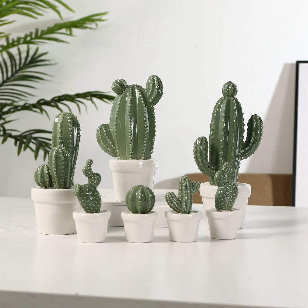 Home Accessories Ceramic Decoration High Temperature Simulation Cactus Londecor