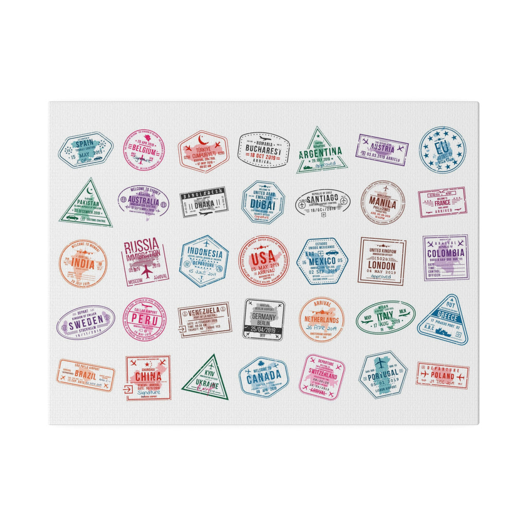 Traveller Stamps Canvas Printify