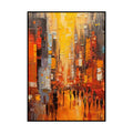 Large Modern Cityscape Wall Art – Hand-Painted Acrylic Abstract Painting for Living Room & Bedroom