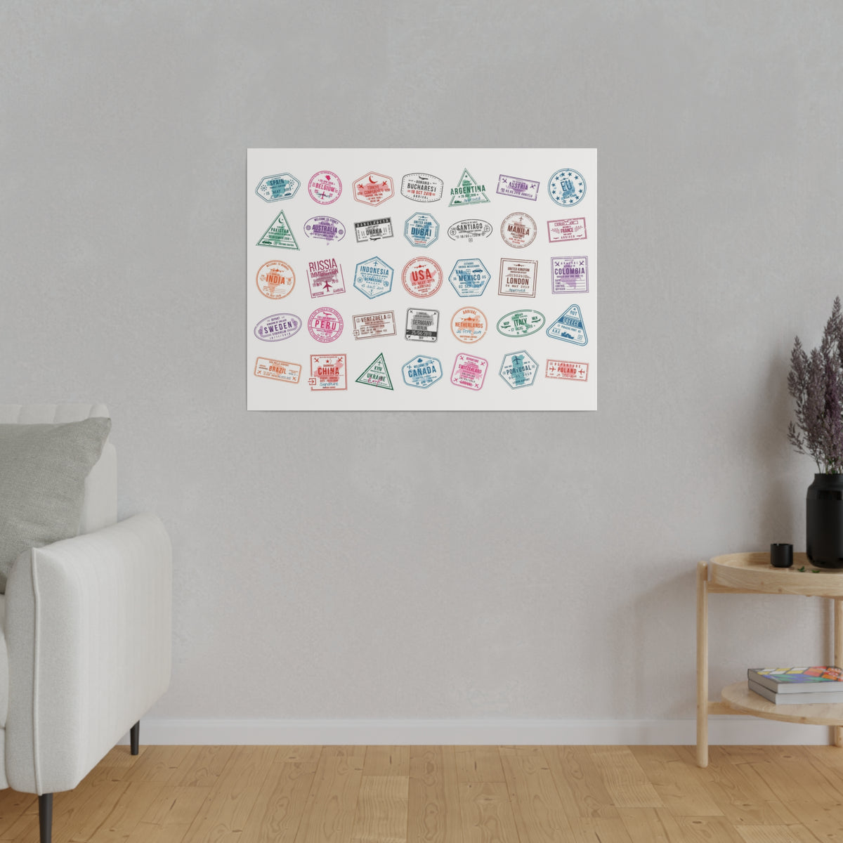 Traveller Stamps Canvas Printify