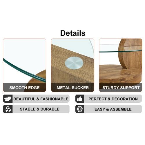 Modern Round Table – Glass Top, Wood Legs