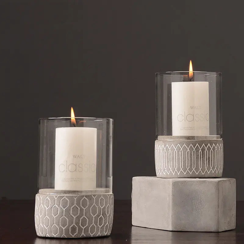 Country Cement Candlestick Decoration Living Room Model Londecor