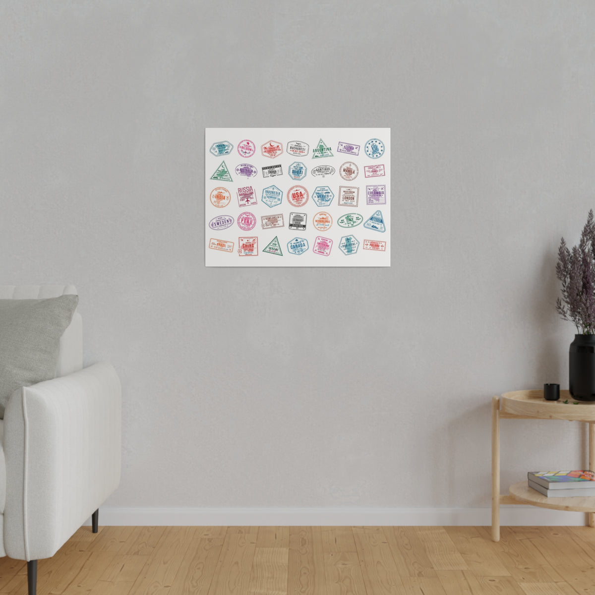 Traveller Stamps Canvas Printify