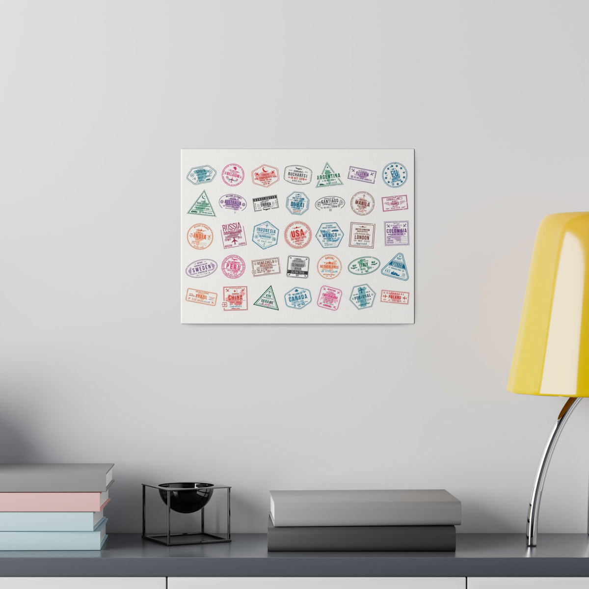 Traveller Stamps Canvas Printify