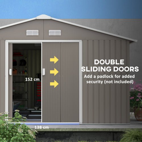 Garden Storage Shed with Base, Light Grey