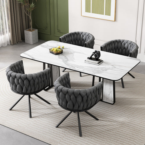 Londecor Velvet Swivel Dining Chair – Modern Grey Accent Chair with Metal Legs for Living Room, Bedroom, or Office