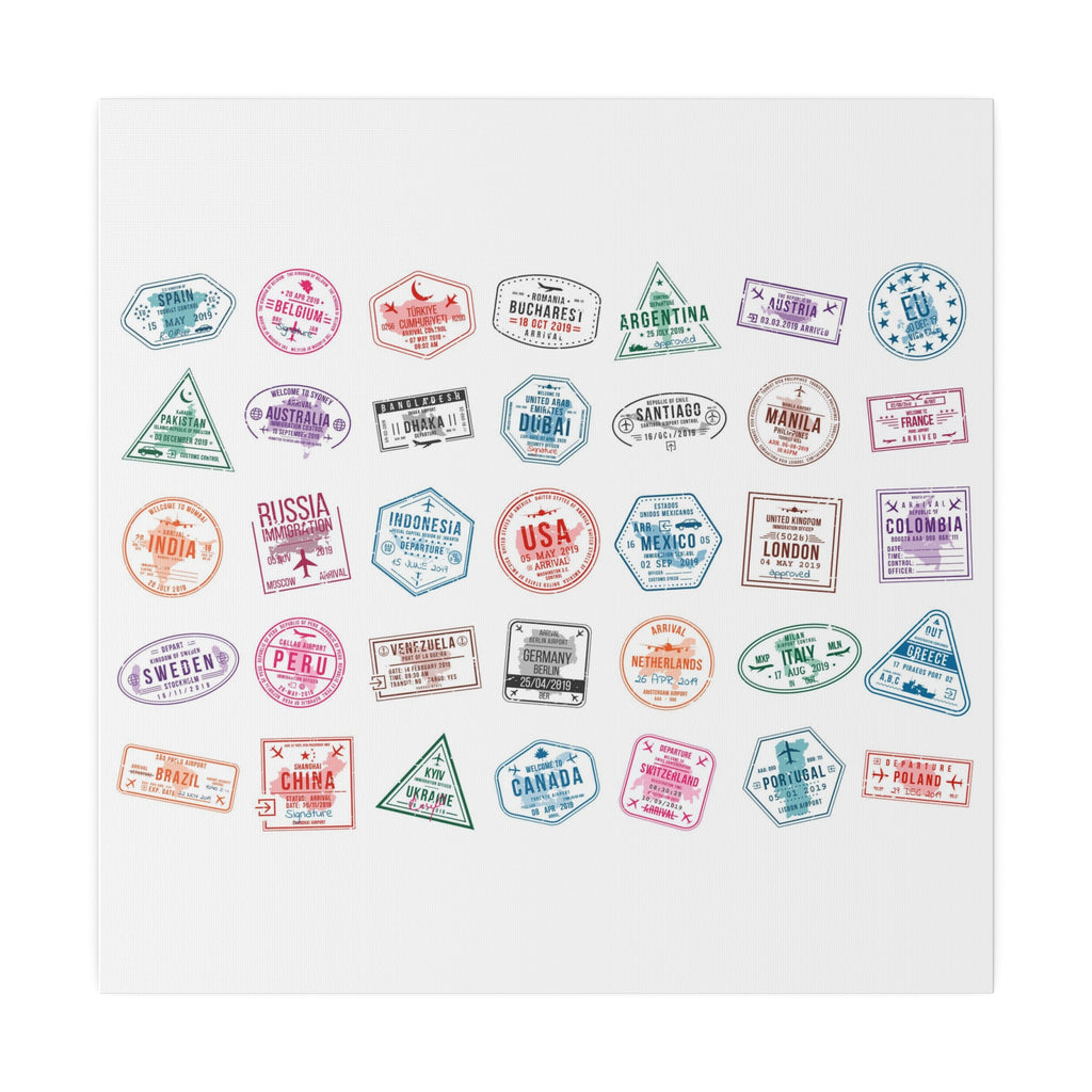 Traveller Stamps Canvas Printify