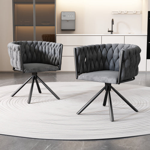 Londecor Velvet Swivel Dining Chair – Modern Grey Accent Chair with Metal Legs for Living Room, Bedroom, or Office