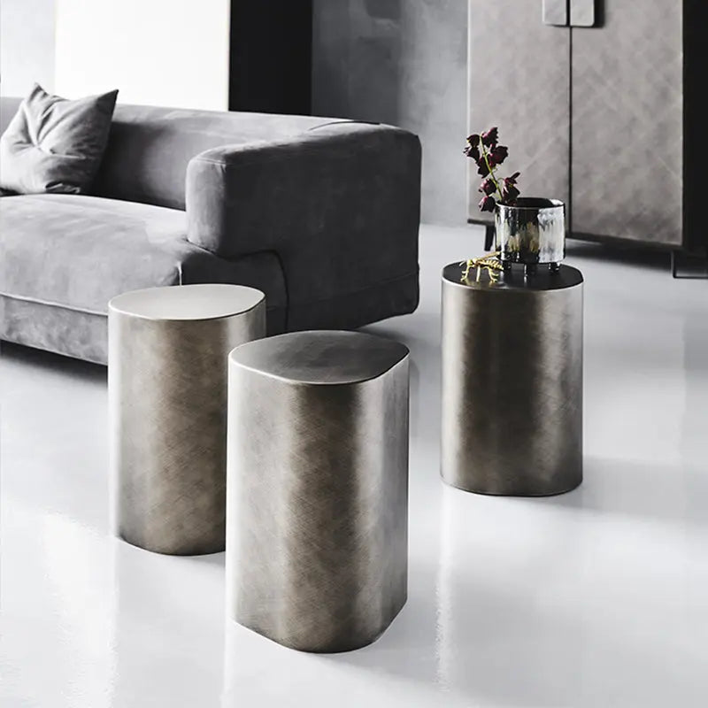 italian antique steel coffee table silver gold metal side table Londecor