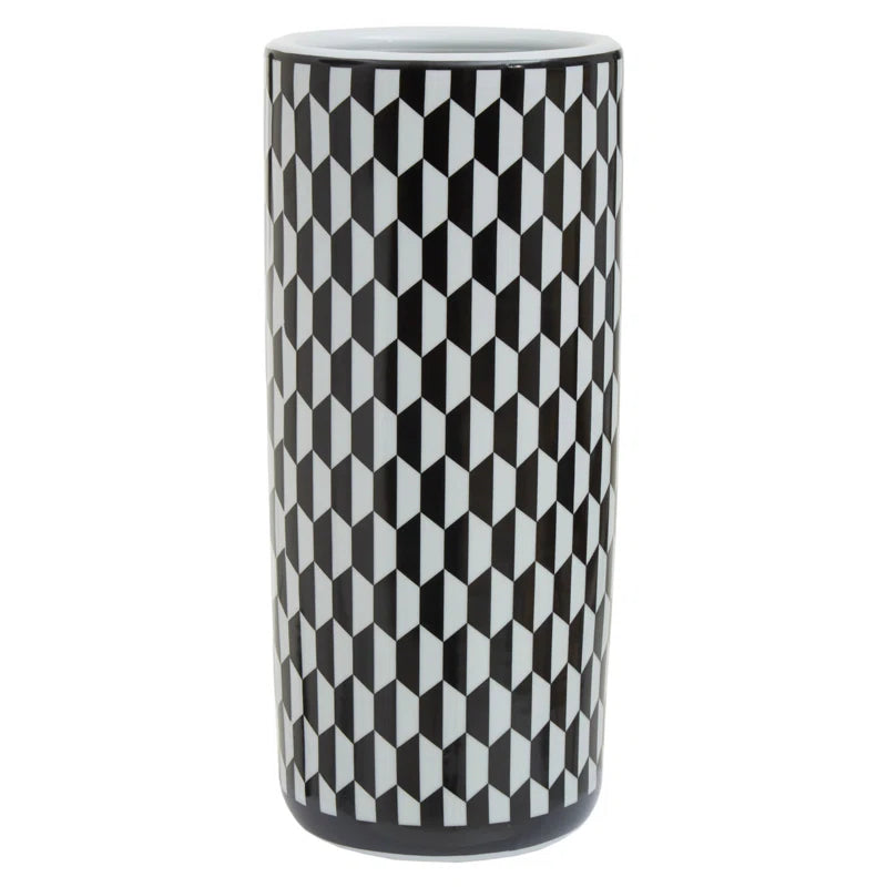 Keep your entryway stylish and dry with this modern ceramic umbrella stand! This sleek, cylindrical stand boasts a chic black and white finish and geometric patterns, adding a touch of contemporary flair to your space. Key Features: Modern Design: Cylindr