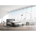 Modern Black Arc Floor Lamp w/ Dome Shade (Black Marble Base)
