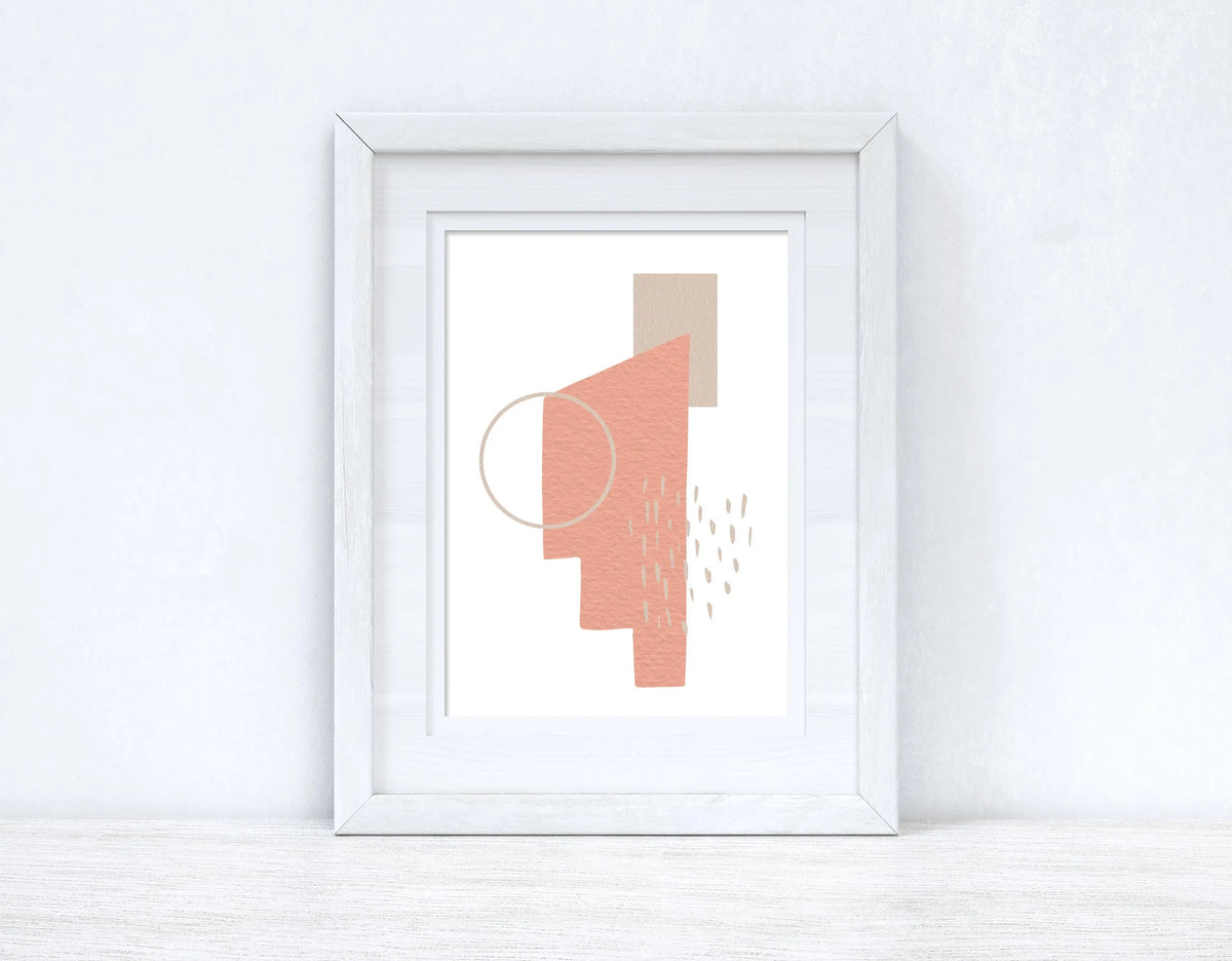 Peach Pink & Beige Abstract 3 Colour Shapes Home Wall Decor Print - Londecor