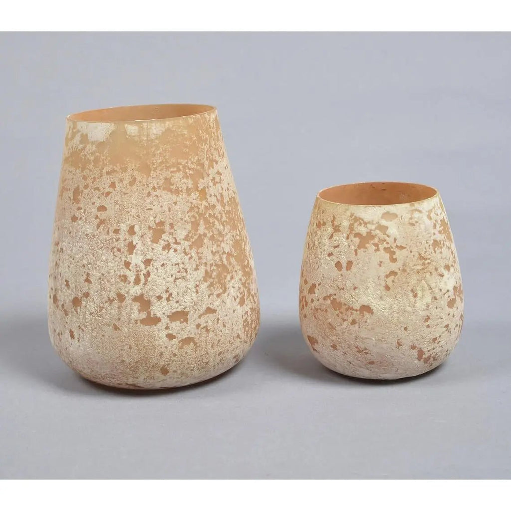 Abstract Orange Glass Votives (Set of 2)-3