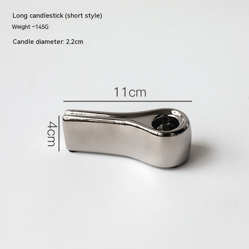 Modern Silver Geometric Candleholder (Light Luxury) Modern Silver Geometric Candleholder