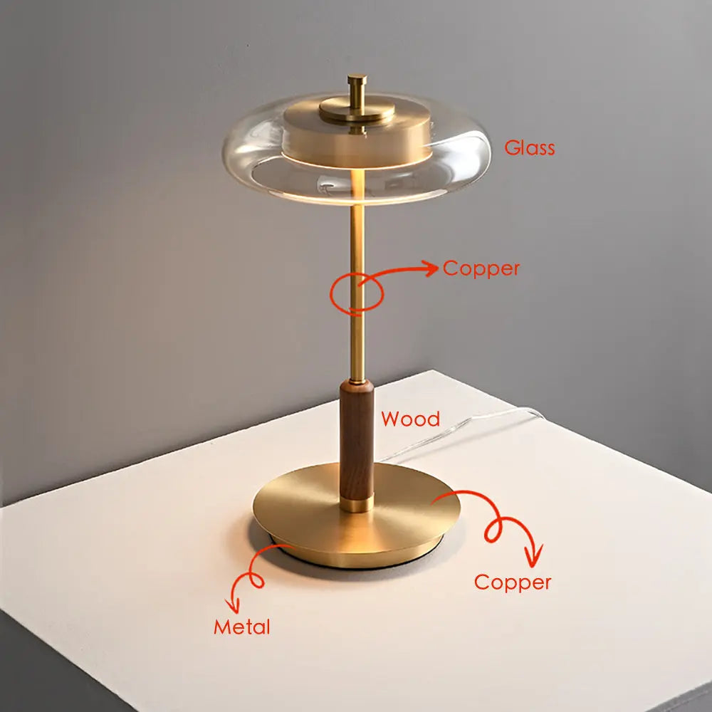Creative Personality Brass Walnut Wood Living Room Bedroom Study Decorative Table Lamp Londecor
