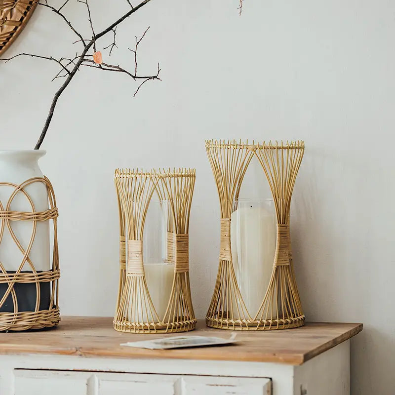 Rattan Candle Holder Living Room Bedroom Balcony Londecor