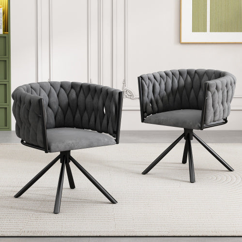 Londecor Velvet Swivel Dining Chair – Modern Grey Accent Chair with Metal Legs for Living Room, Bedroom, or Office