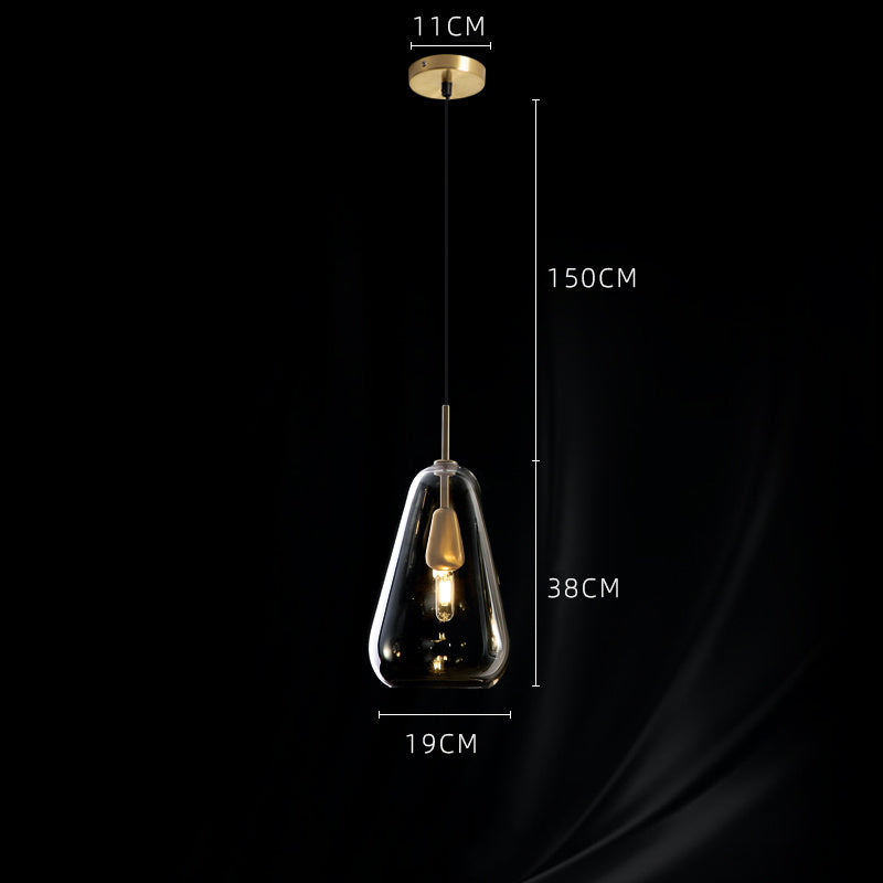 Long Line All Copper Ceiling Single Head Light Luxury Glass Art