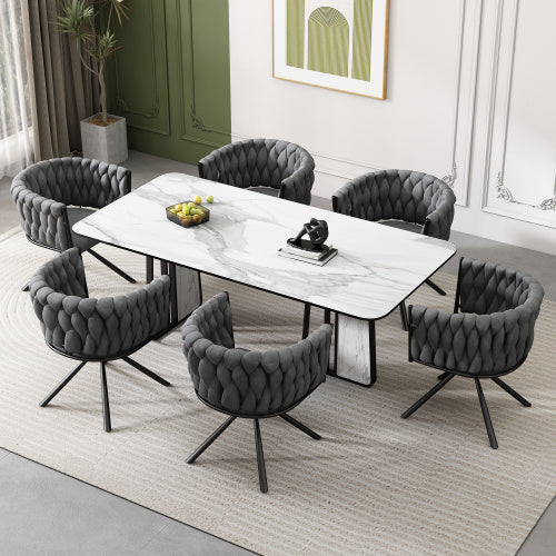 Londecor Velvet Swivel Dining Chair – Modern Grey Accent Chair with Metal Legs for Living Room, Bedroom, or Office