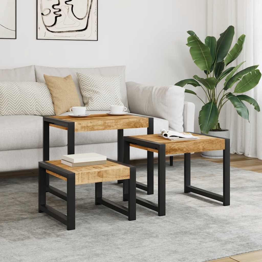 Solid Mango Wood Tables 3 pcs
