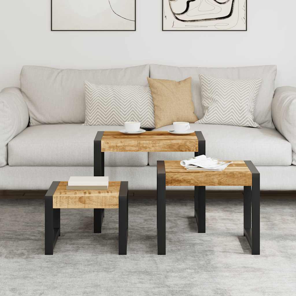 Solid Mango Wood Tables 3 pcs