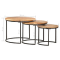 Tables 3 pcs Solid Acacia Wood