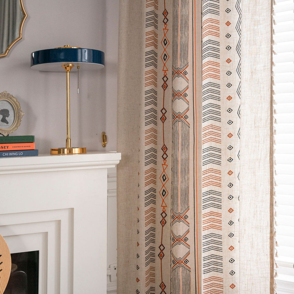 Boho Sun Shade Curtain Fabric: London-Ready Style (Cream Linen Print)