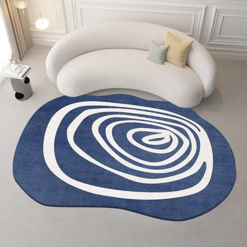 Modern Irregular Blue Carpet – Stylish Abstract Rug for Living Room or Bedroom