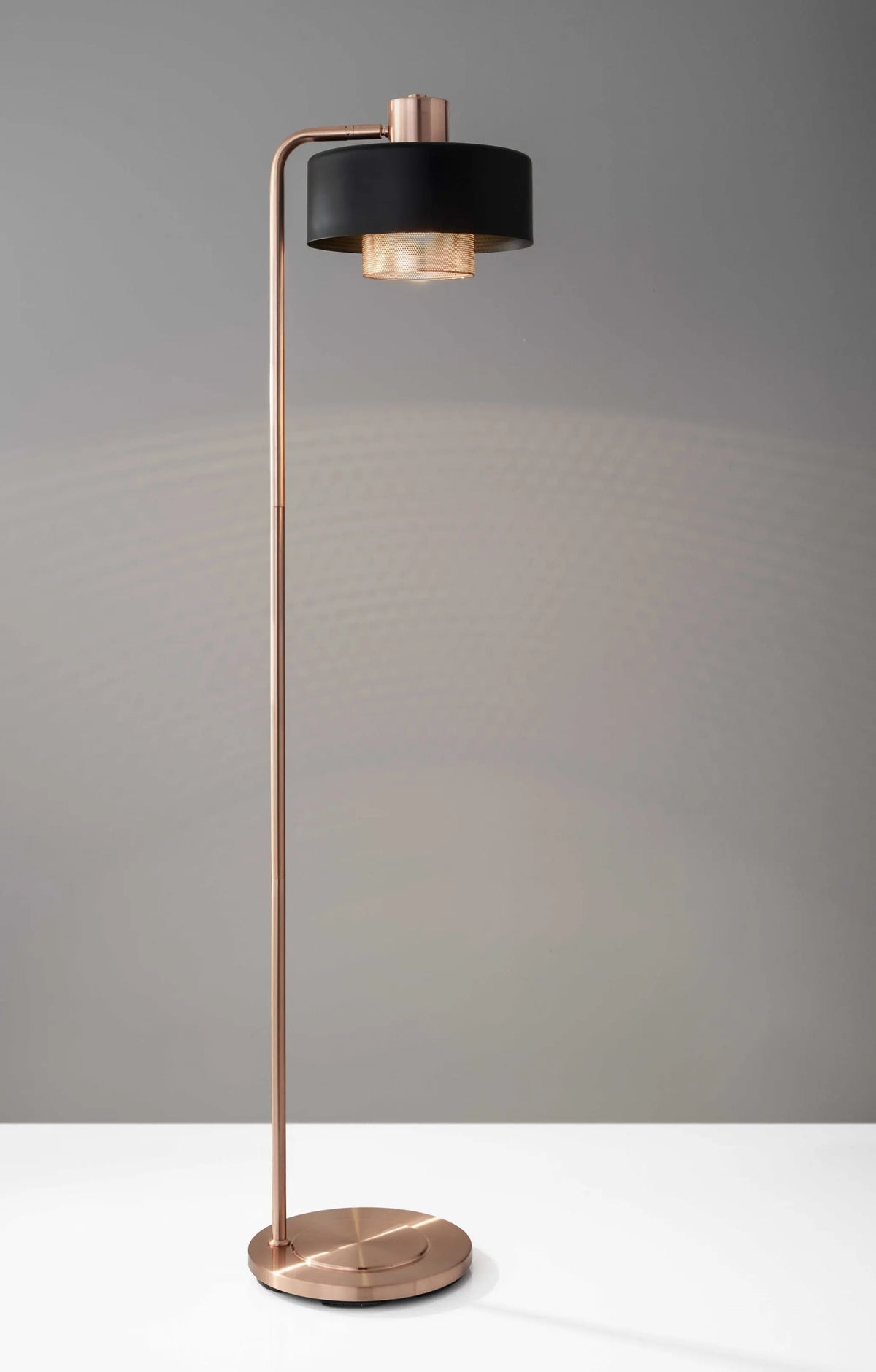 Copper Task Floor Lamp With Black Drum Shade Londecor