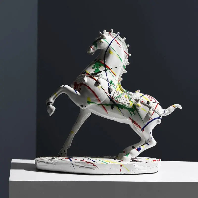 Nordic Art Ceramic Camouflage High-End Horse Ornaments - Londecor