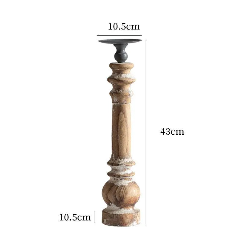 Retro Solid Wood Wrought Candle Holder Ornaments - Londecor