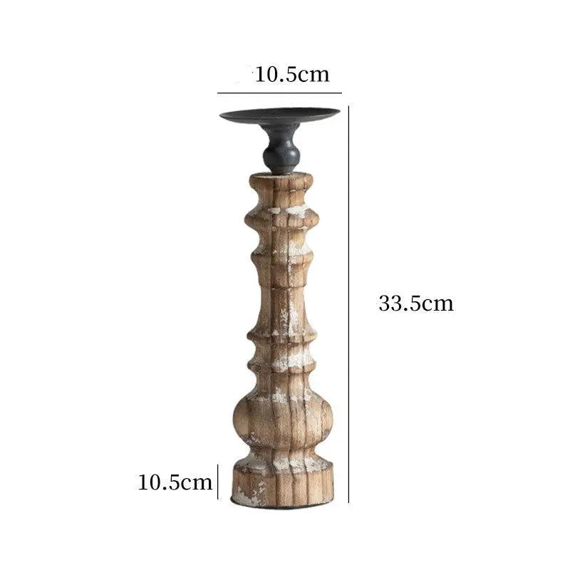 Retro Solid Wood Wrought Candle Holder Ornaments - Londecor