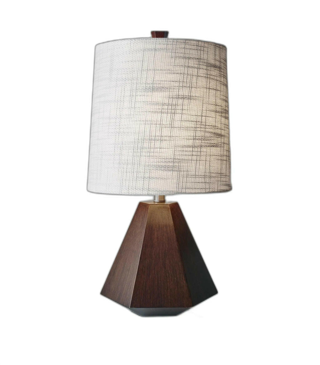 Walnut Wood Finish Geometric Base Table Lamp - Londecor