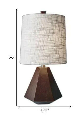 Walnut Wood Finish Geometric Base Table Lamp - Londecor