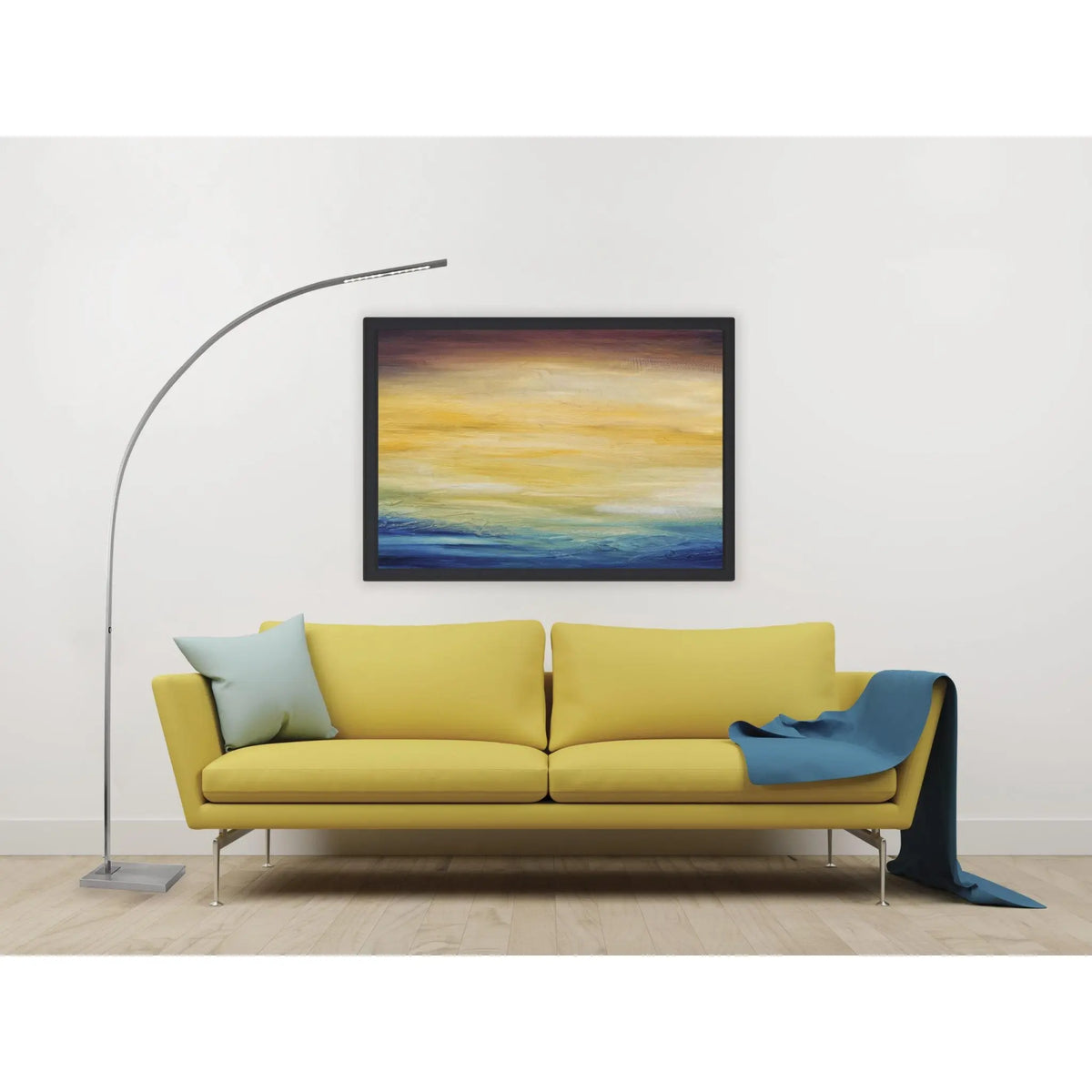 Futuristic Brushed Steel Metal LED Arc Floor Lamp-3