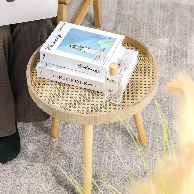 Rattan Retro Living Room Round Coffee Table - Londecor