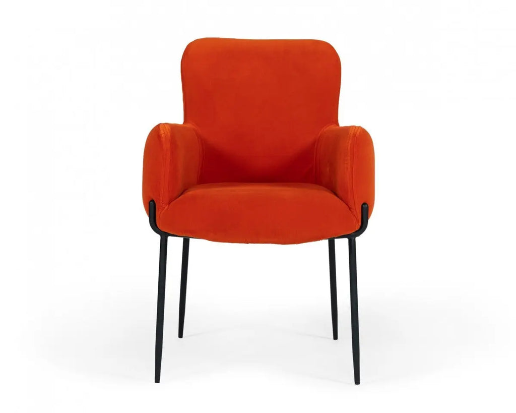 Orange Velvet Dining Chair-1