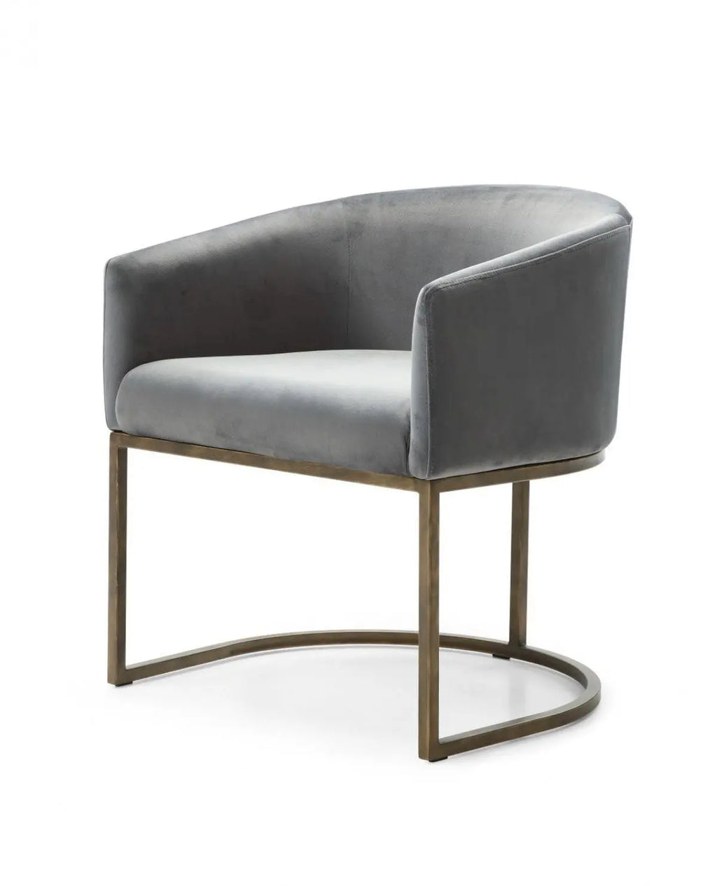 Gray Velvet Brass Modern Dining Chair-1